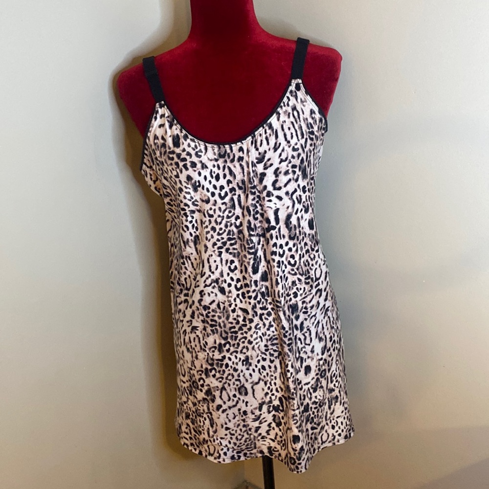 Secret Treasures Cheetah Print Black Adjustable Strap Cross Back Short Nightgown